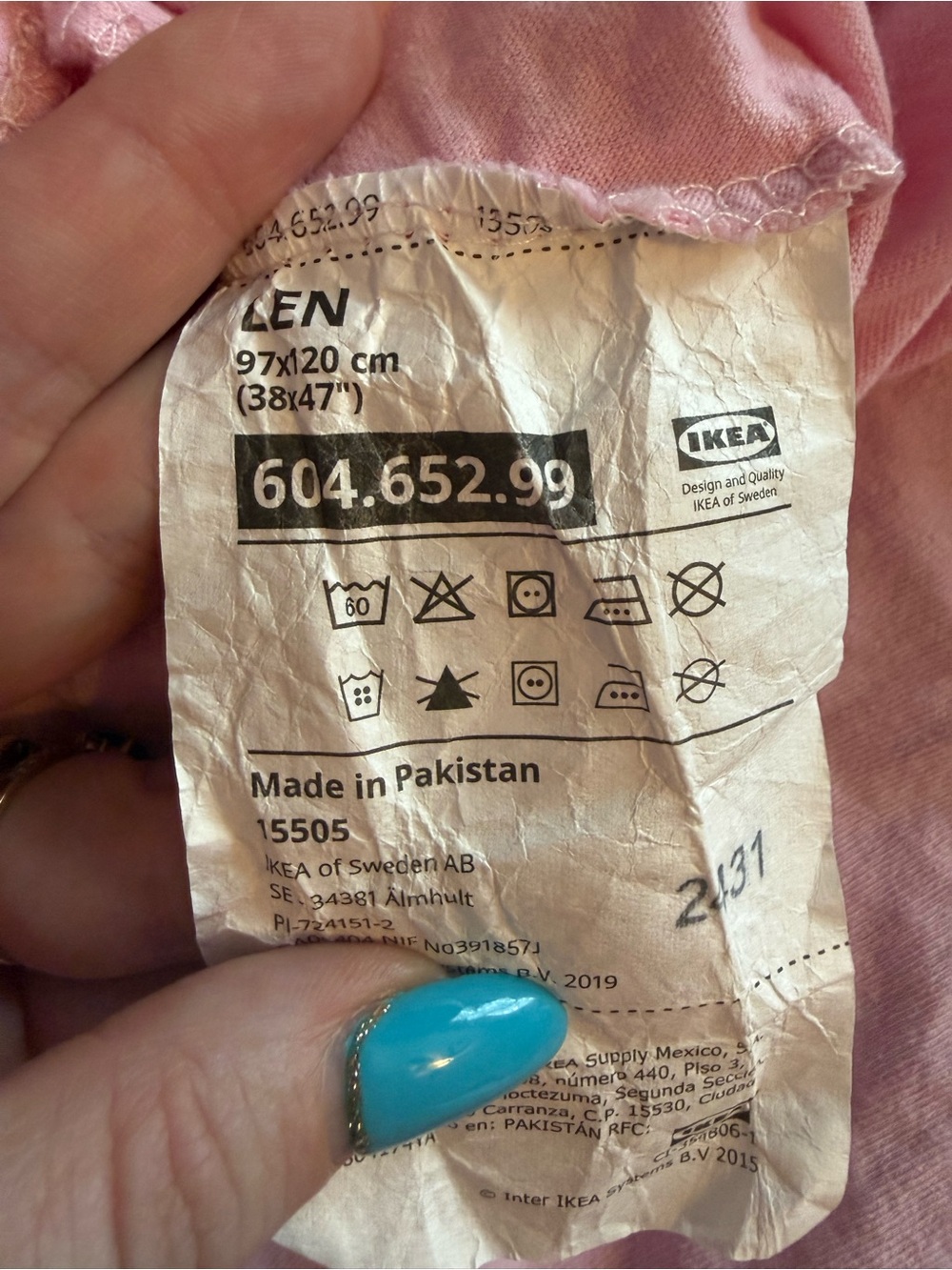 IKEA LEN Pink sheets 38x47